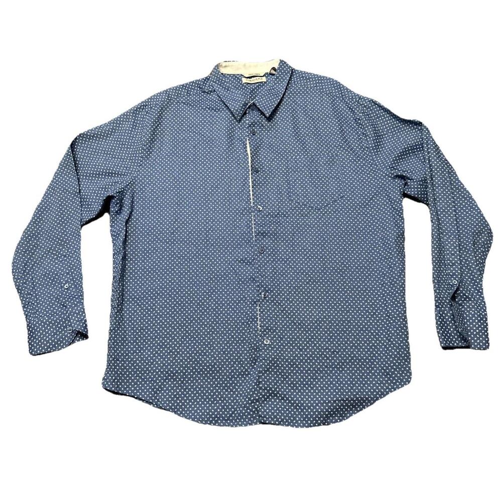 Cubavera 100% Linen Blue‎ Long Sleeve Button Up Mens Size XXL